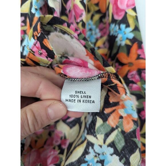 Talbots Linen Button Up Shirt women's size 16 floral print beachy vacation - Picture 4 of 6